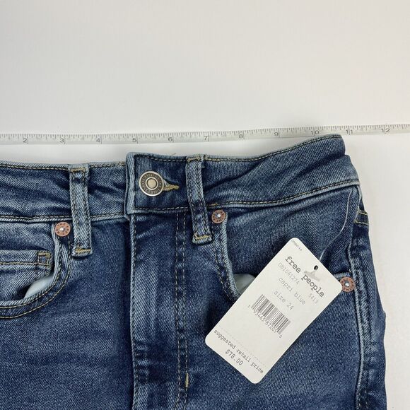 We The Free People NWT High Rise Dark Skinny Jeans Women's Size 24 Raw Fray Hem - Picture 8 of 11